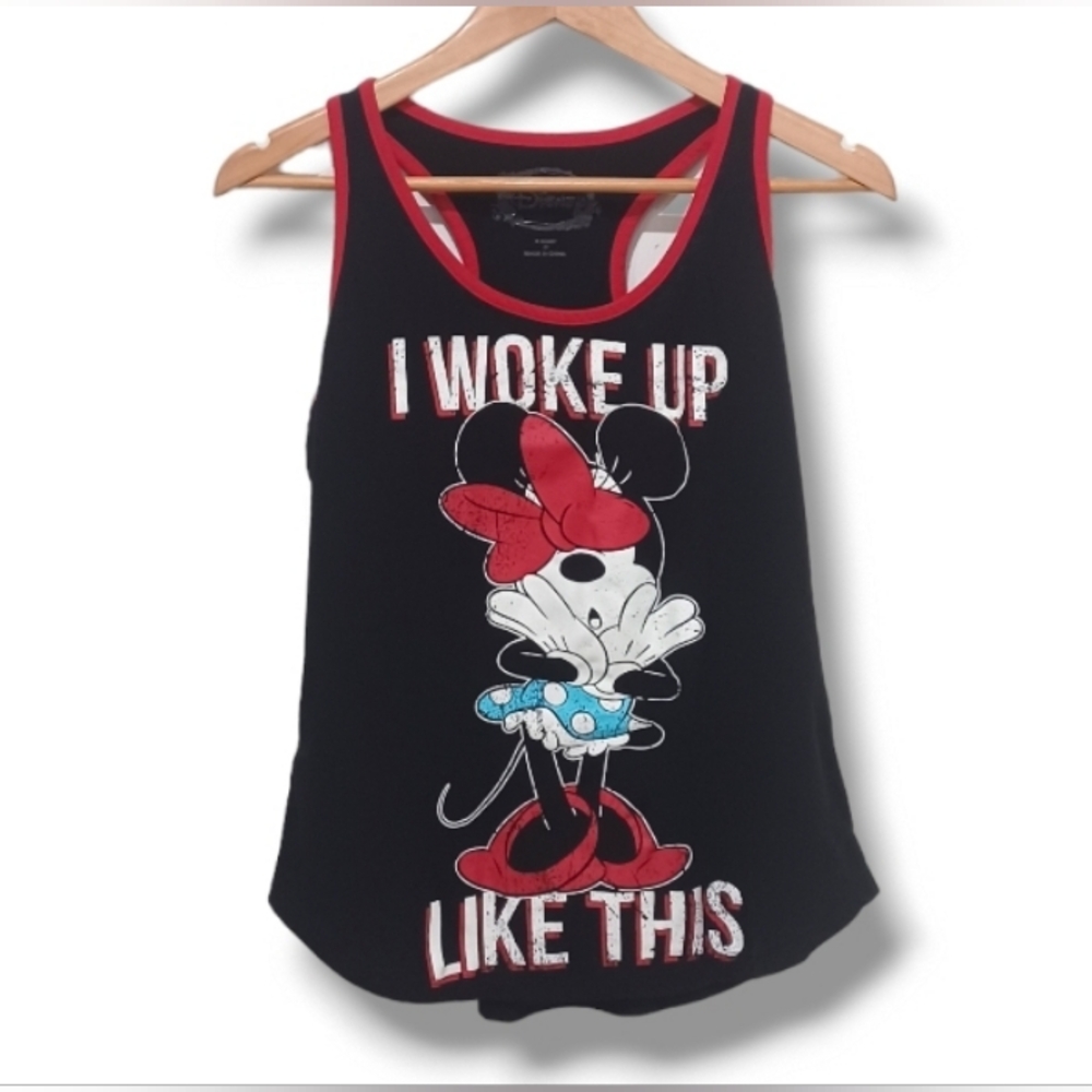 Disney I Woke Up Like This Minnie Mouse Black Red Medium PJ Tank Top Sleep Shirt